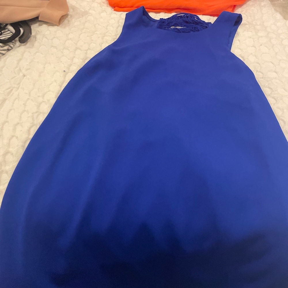 Blue shift dress with detail in back